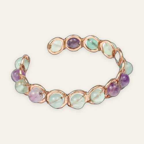 Copper Wire-Wrap Fluorite Bracelet