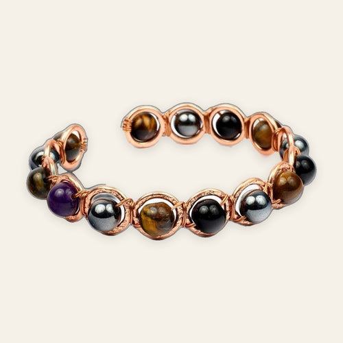 Copper Wire-Wrap Triple Protection Bracelet
