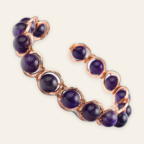 Copper Wire-Wrap Amethyst Bracelet