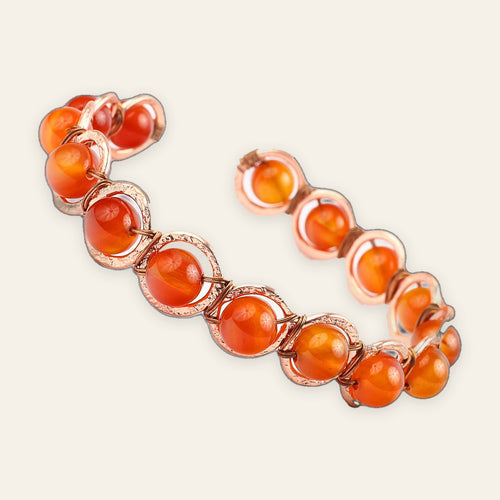 Copper Wire-Wrap Carnelian Bracelet